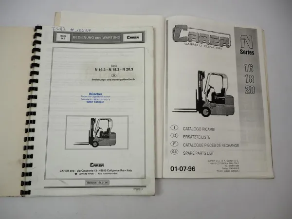 Carer N 16.3 18.3 20.3 Gabelstapler Betriebsanleitung Ersatzteilliste 1996
