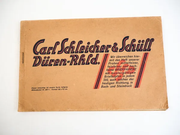 Carl Schleicher & Schüll Düren Rhld. Musterbuch Briefpapier Schokolade Bier ca 1925