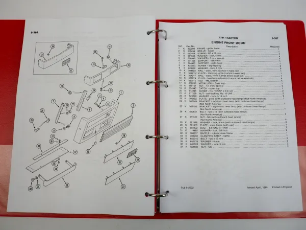 Case 1394 David Brown Tractor Parts Catalog Ersatzteilliste englisch Stand 1985