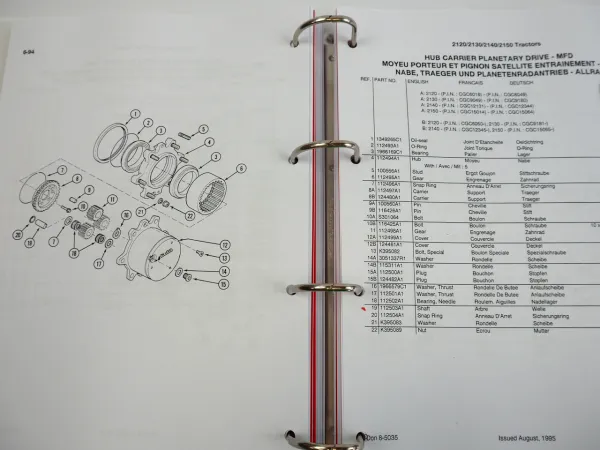 Case 2120 2130 2140 2150 Ersatzteilliste Parts Catalogue Catalogue Pieces 1995