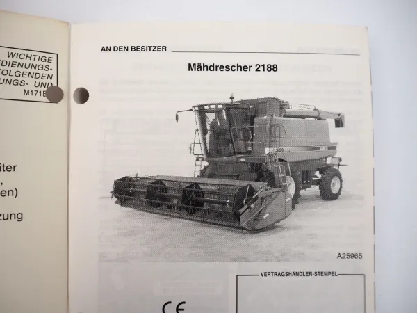 Case 2188 Axial Flow Mähdrescher Betriebsanleitung Bedienungsanleitung 1995