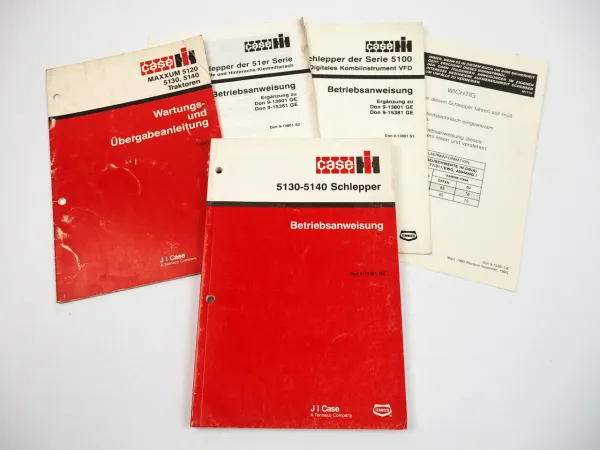 Case 5130 5140 Schlepper Betriebsanleitung Wartung 1990 Ergänzung 1991