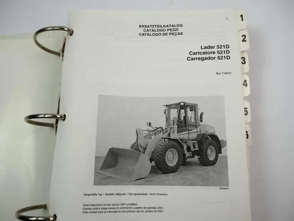 Case 521D Lader Loader Ersatzteilkatalog Ersatzteilliste Parts List 2001