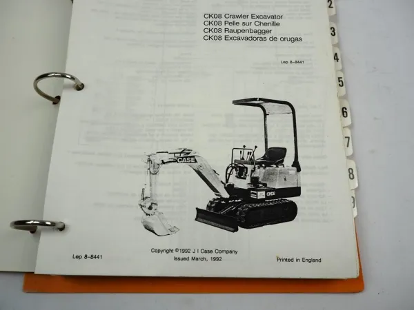 Case CK08 Raupenbagger Crawler Excavator Parts Catalog Service Manual