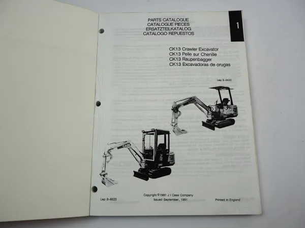 Case CK13 Raupenbagger Excavator Ersatzteilkatalog Parts Catalog 1991