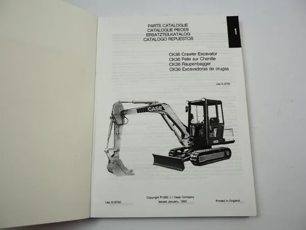 Case CK36 Raupenbagger Excavator Ersatzteilkatalog Parts List 1992