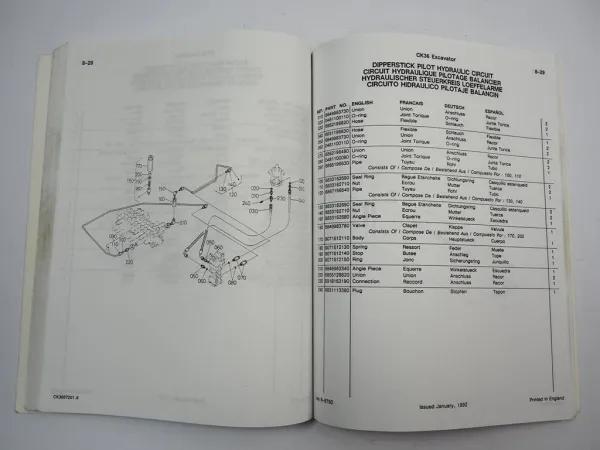 Case CK36 Raupenbagger Excavator Ersatzteilkatalog Parts List 1992