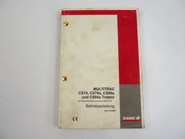 Case CS78 CS78a CS86a CS94a Allrad Multitrac Betriebsanleitung 1999 Wartung