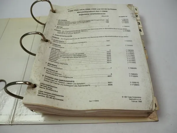 Case CX50 60 70 80 90 100 Schlepper Werkstatthandbuch Reparaturanleitung 1998