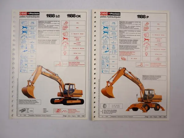 Case Poclain 1188 LC CK P Bagger Pelles Hydrauliques Prospekt 1994