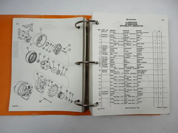 Case Poclain 888 P P4A Radbagger Excavator Ersatzteilkatalog Parts List 1991