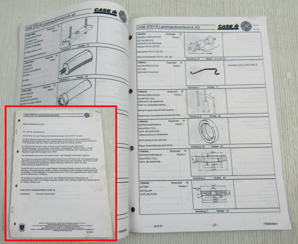 Case Steyr Katalog Spezialwerkzeuge Spezialwerkzeugkatalog von 7/1997