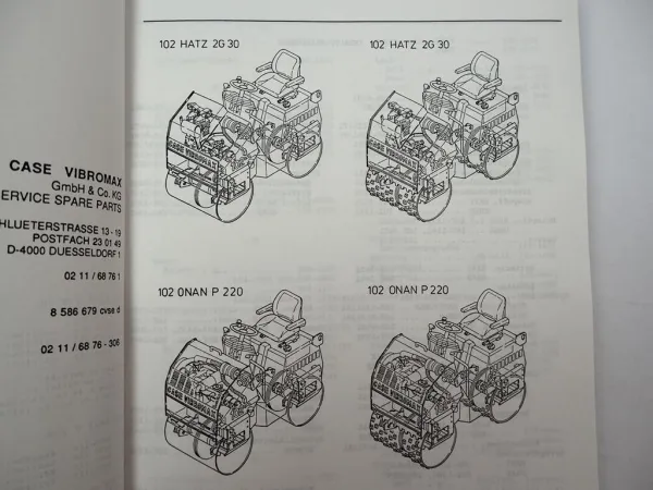 Case Vibromax 102 Hatz 2G30 ONAN P220 Tandemwalze Ersatzteilliste Parts Catalog