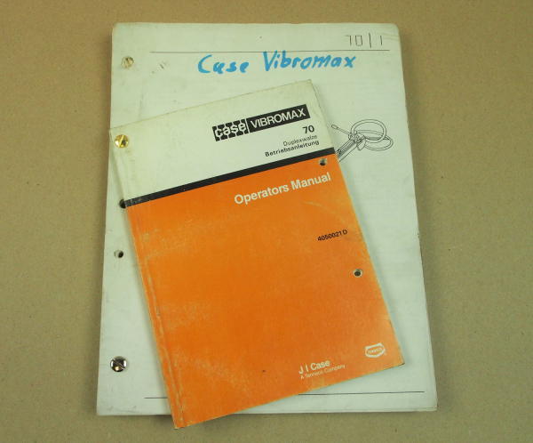 Case Vibromax 70 Duplex-Walze Bedienungsanleitung 5/89 und Ersatzteilliste 5/88
