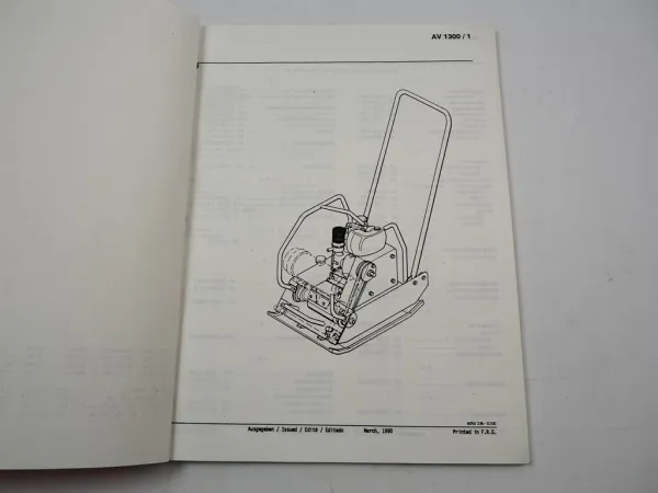 Case Vibromax AV1300 Rüttelplatte mit Hatz Motor Parts Catalog Ersatzteilliste