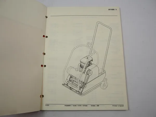 Case Vibromax AV600 Rüttelplatte Vibrating Plate Parts List Ersatzteilliste 1990