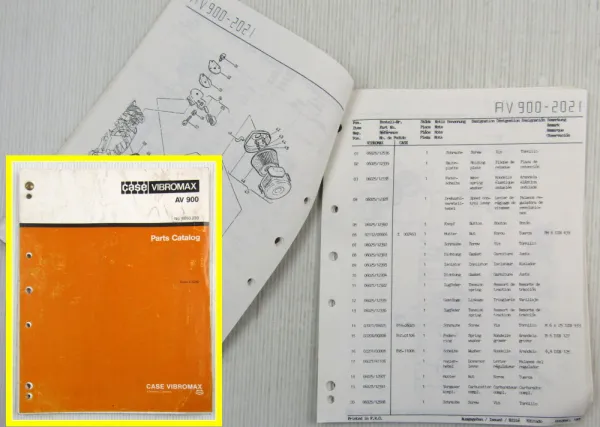 Case Vibromax AV900 Vibrationsplatte Ersatzteilliste Ersatzteilkatalog Parts Lis