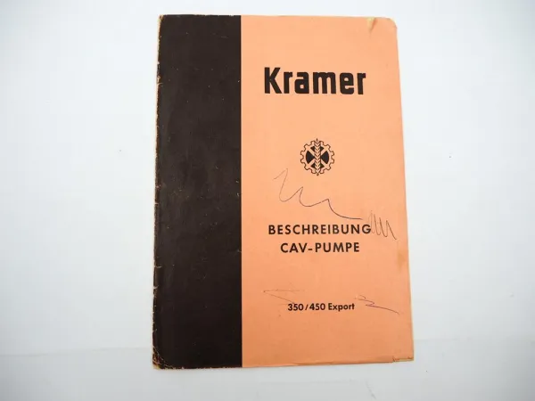 CAV Pumpe f. Motor OE138 im Kramer 350 450 Export Schlepper Betriebsanleitung