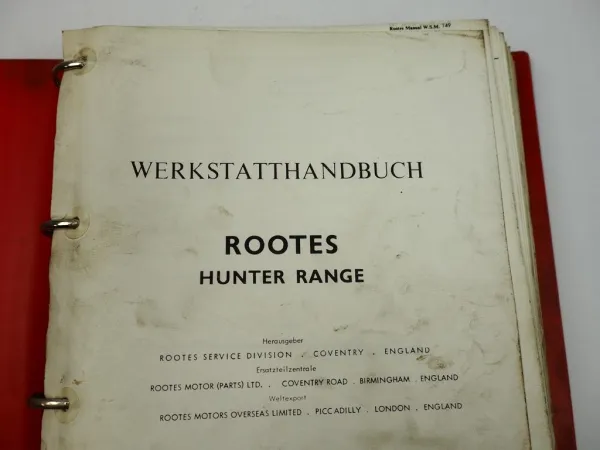 Chrysler Rootes Hunter Range Werkstatthandbuch Reparaturanleitung ca. 1972