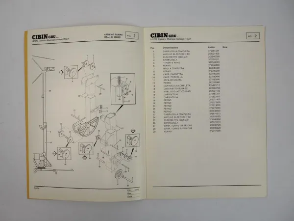 Cibingru JS38800 Turmdrehkran Ersatzteilkatalog Catalogo Parti di Ricambio 1986