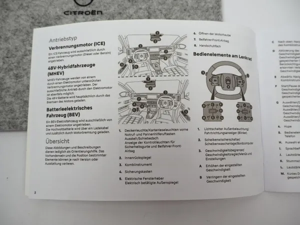 Citroen C3 Aircross Betriebsanleitung 5/2025 Kurzanleitung + Bordmappe