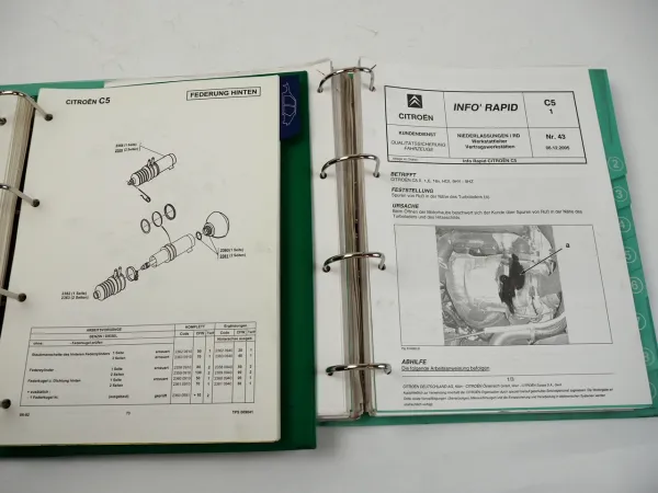 Citroen C5 Info Rapid Werkstatt Kundendienst Service Mitteilungen 2001 - 2006