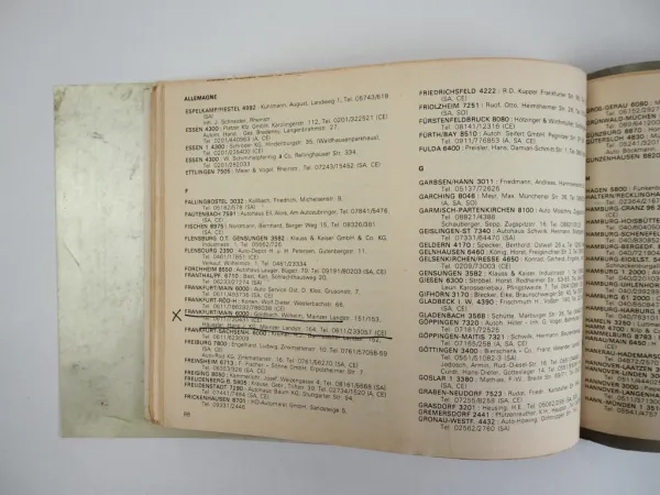 Citroen Reseau France et Europe Werkstättenverzeichnis 1976