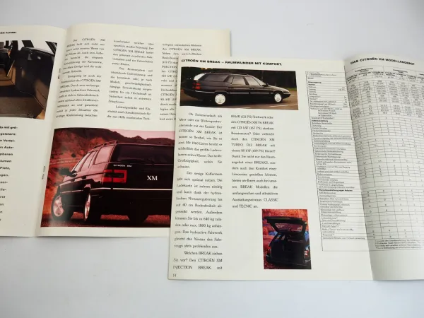Citroen XM und XM Break Typ Y3 ca. 1991 2x Prospekt