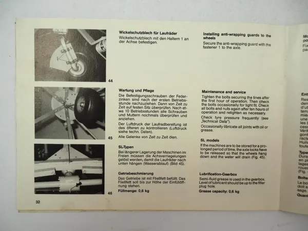 Claas 540S 450S Kreiselwender Betriebsanleitung Ersatzteilliste 1987/88