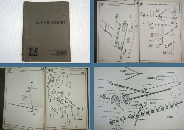 Claas Comet Mähdrescher Ersatzteilliste Ersatzteilkatalog Bildtafeln 1967