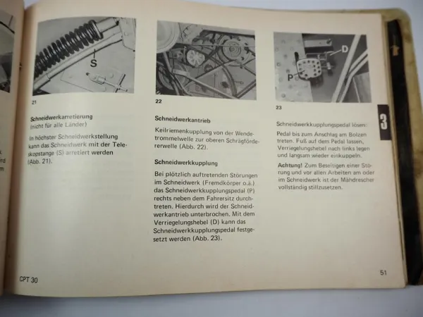 Claas Compact 30 Mähdrescher Betriebsanleitung Schmierplan 1976
