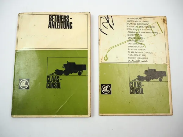 Claas Consul Mähdrescher Betriebsanleitung Bedienung Schmierplan 1969