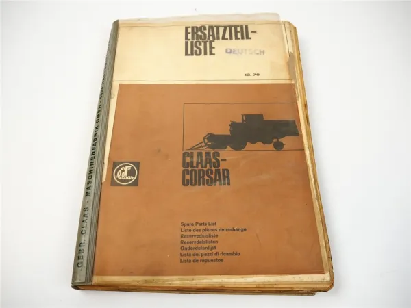 Claas Corsar Mähdrescher Ersatzteilliste Ersatzteilkatalog 12/1970