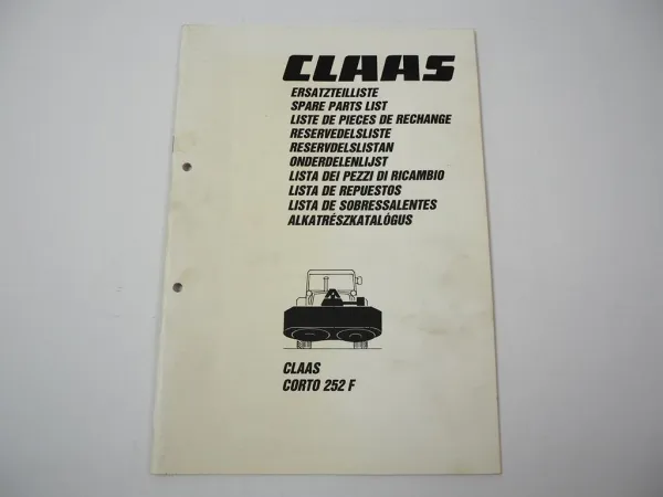 Claas Corto 252 F Mähwerk Ersatzteilliste Spare Parts List 1998