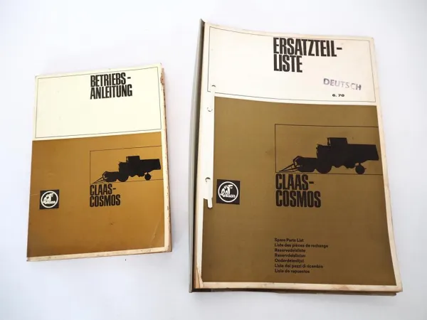 Claas Cosmos Mähdrescher Betriebsanleitung Ersatzteilliste 1968/70