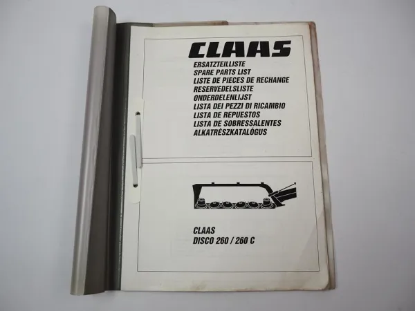 Claas Disco 260 260C Scheibenmähwerk Ersatzteilliste Spare Parts List 1996