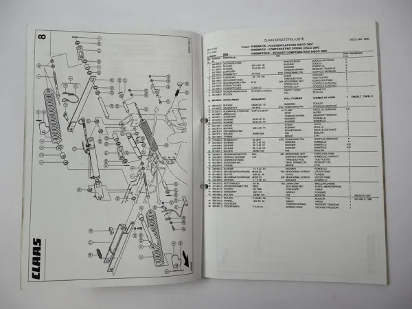 Claas Disco 260 260C Scheibenmähwerk Ersatzteilliste Spare Parts List 1997