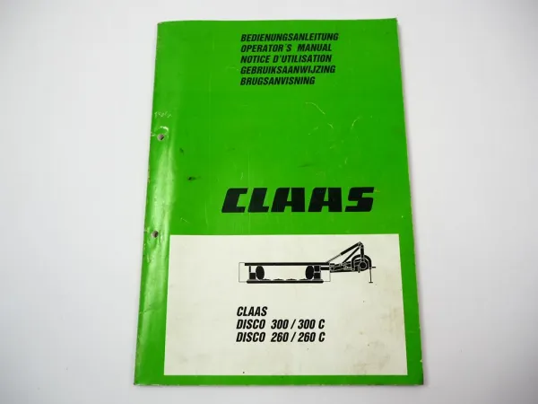 Claas Disco 300 260 C Mähwerk Betriebsanleitung Bedienungsanleitung 1997