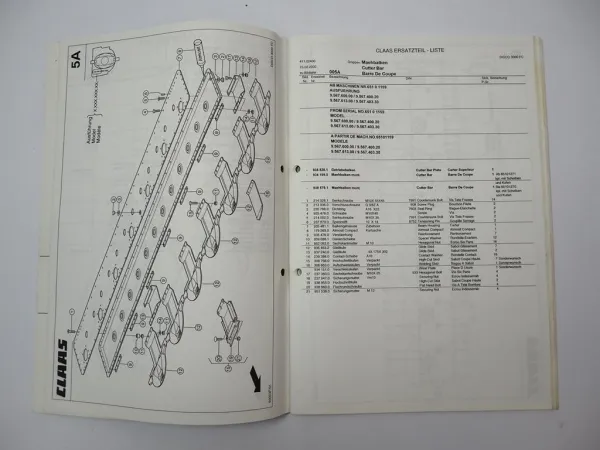 Claas Disco 3000 FC Mähwerk Ersatzteilliste Spare Parts List 2000