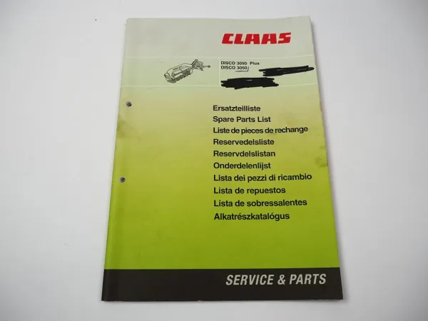 Claas Disco 3050 Plus Mähwerk Ersatzteilliste Spare Parts List 2004