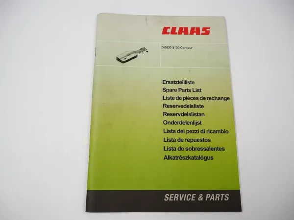 Claas Disco 3100 Contour Mähwerk Ersatzteilliste Spare Parts List 2007