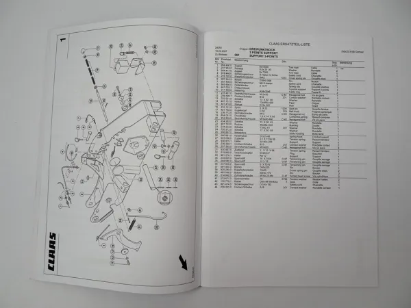 Claas Disco 3100 Contour Mähwerk Ersatzteilliste Spare Parts List 2007