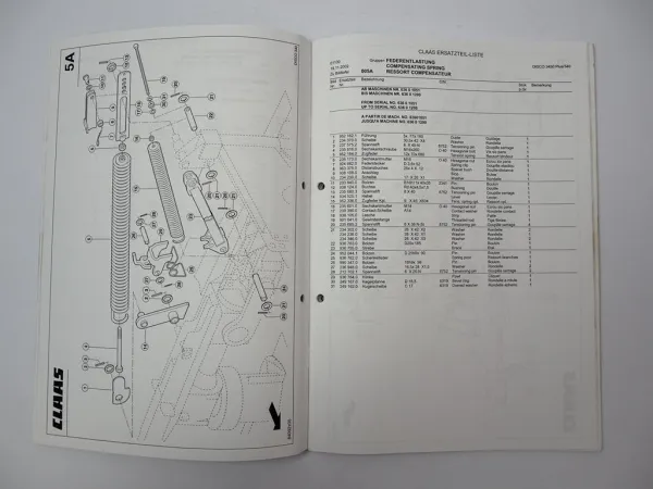 Claas Disco 3450 Plus 340 Scheibenmähwerk Ersatzteilliste Spare Parts List 2002