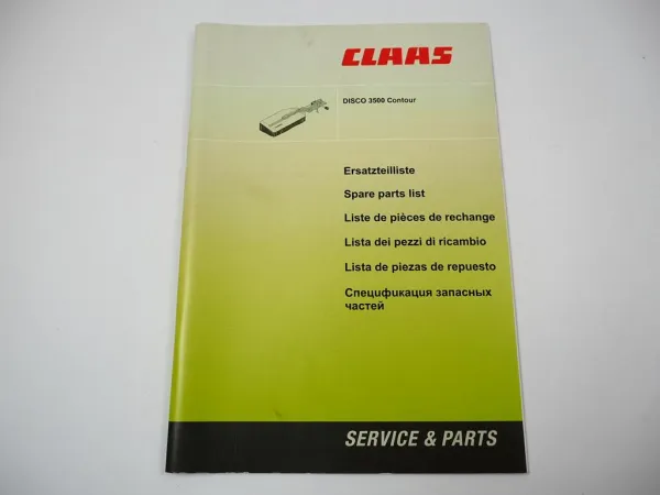 Claas Disco 3500 Contour Mähwerk Ersatzteilliste Spare Parts List 2011