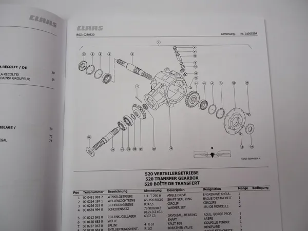 Claas Disco 8400 Contour Mähwerk Ersatzteilliste Spare Parts List 2012