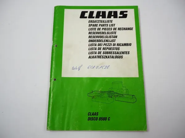 Claas Disco 8500 C Scheibenmähwerk Ersatzteilliste Spare Parts List 2000