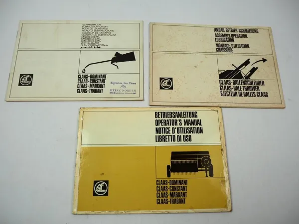 Claas Dominant Constant Markant Trabant Presse Betriebsanleitung Schmierplan 1972