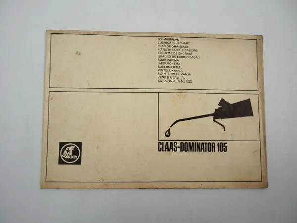 Claas Dominator 105 Mähdrescher Schmierplan 1975