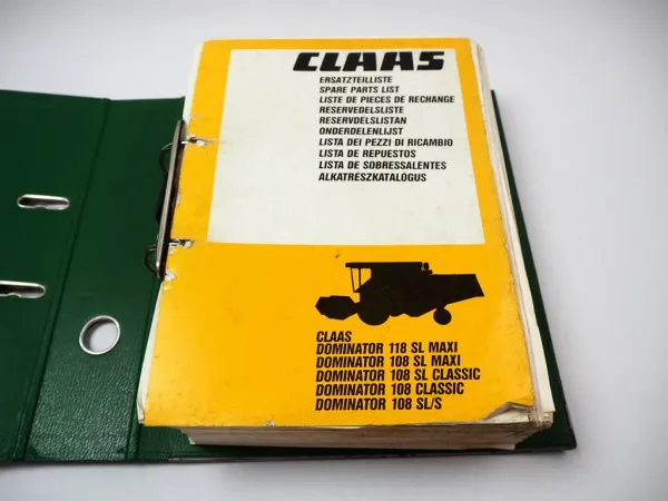 Claas Dominator 108 118 SL Maxi Classic SLS Mähdrescher Ersatzteilliste 1992