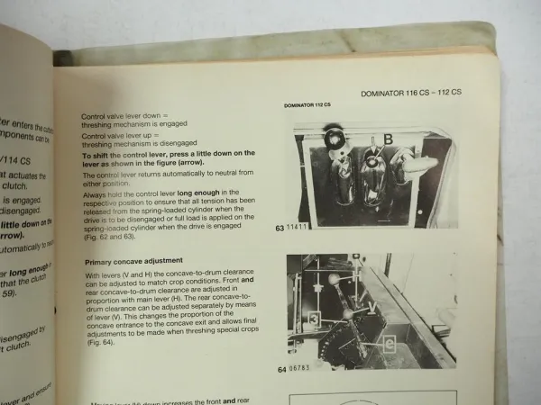 Claas Dominator 112 114 115 116 CS Operators Manual Maintenance 1985 Englisch